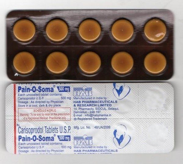 PAIN O SOMA 500MG Tablets - First Meds Shop