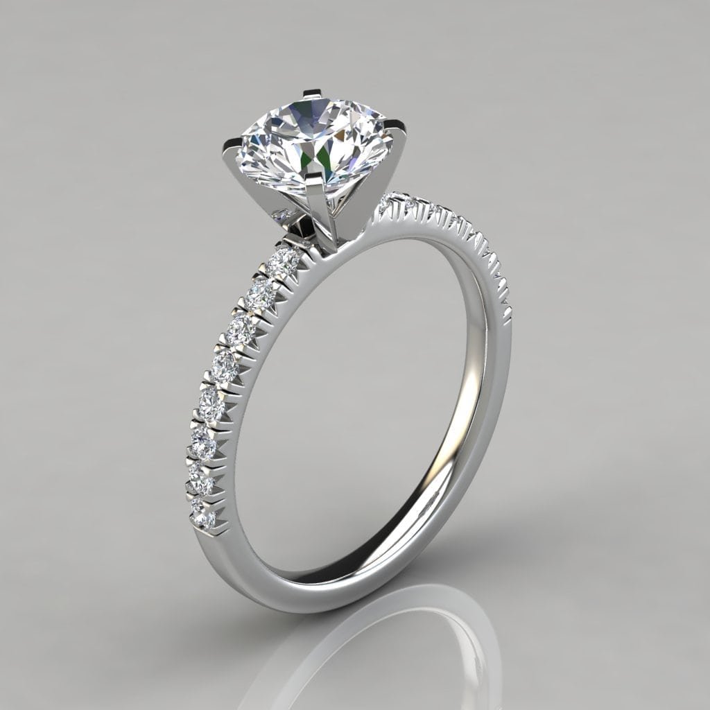 French Pave Cut Moissanite Engagement Ring | Forever Moissanite