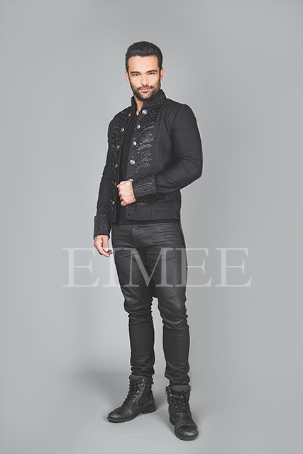 Black Cotton Coat | Embroidered Wedding Dress | Mens Black Vintage Coat